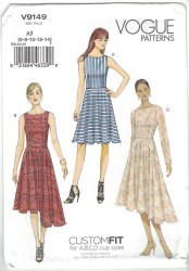 9149 VOGUE EASY FLARE DRESS SLEEVES / OVERLAY OR NOT PATTERN 6-14 A.B.C.D.UNCUT